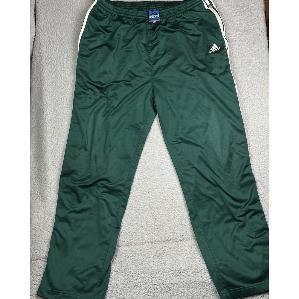 Vintage Rare Adidas Team Breakaway Pants Men's Sz 2XL Green Snaps Tearaway Y2K